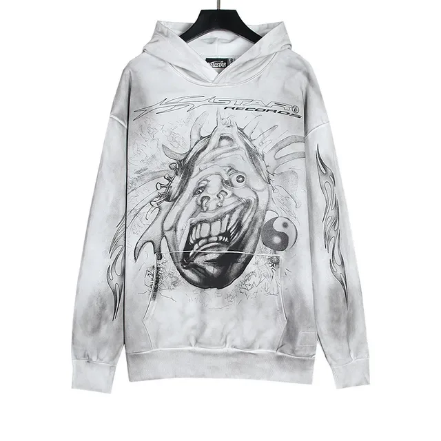 Distressed Bleach-Wash Graphic Print Oversized Hoodie 3