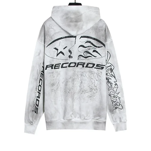 Distressed Bleach-Wash Graphic Print Oversized Hoodie 4