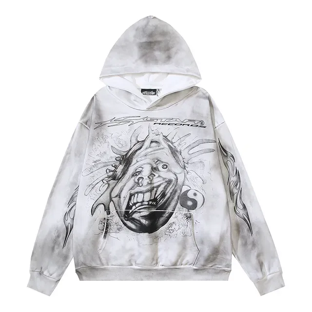 Distressed Bleach-Wash Graphic Print Oversized Hoodie 5