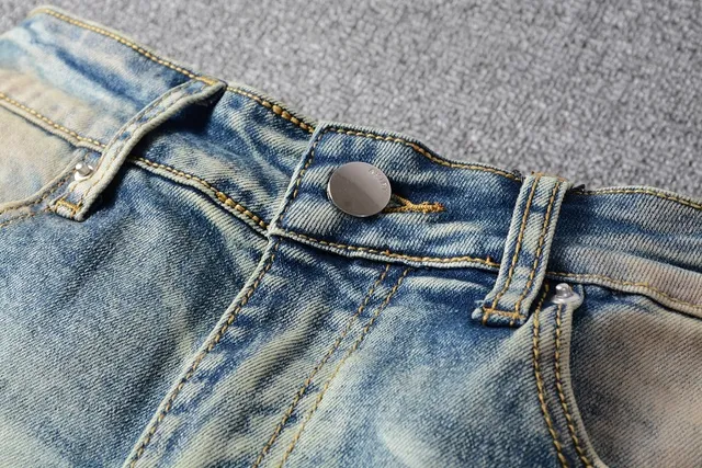 Distressed Light-Wash Moto-Style Jeans 2