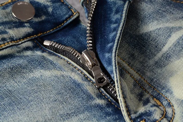 Distressed Light-Wash Moto-Style Jeans 13