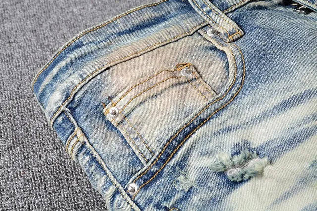 Distressed Light-Wash Moto-Style Jeans 15