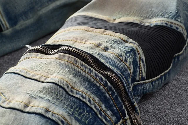 Distressed Light-Wash Moto-Style Jeans 16