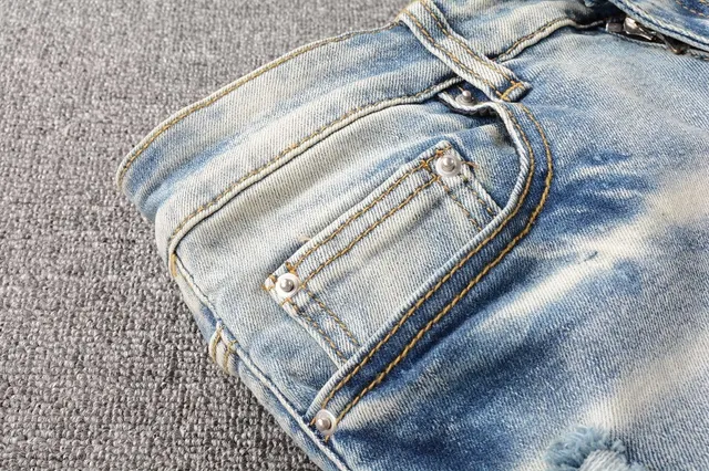 Distressed Light-Wash Slim-Fit Ripped Jeans 3