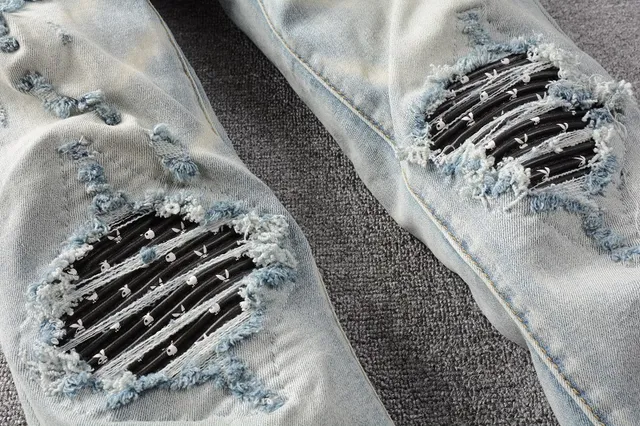 Distressed Light-Wash Slim-Fit Ripped Jeans 6