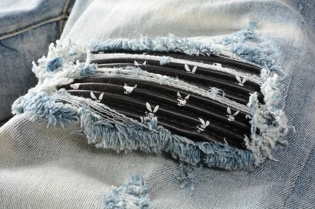 Distressed Light-Wash Slim-Fit Ripped Jeans 7