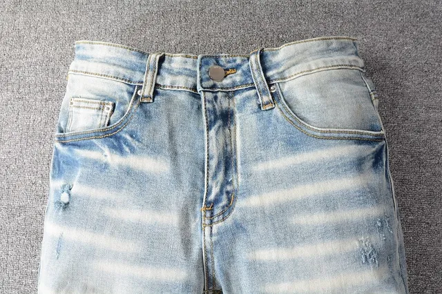 Distressed Light-Wash Slim-Fit Ripped Jeans 9