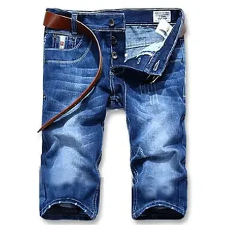 Distressed Mid-Thigh Blue Denim Shorts