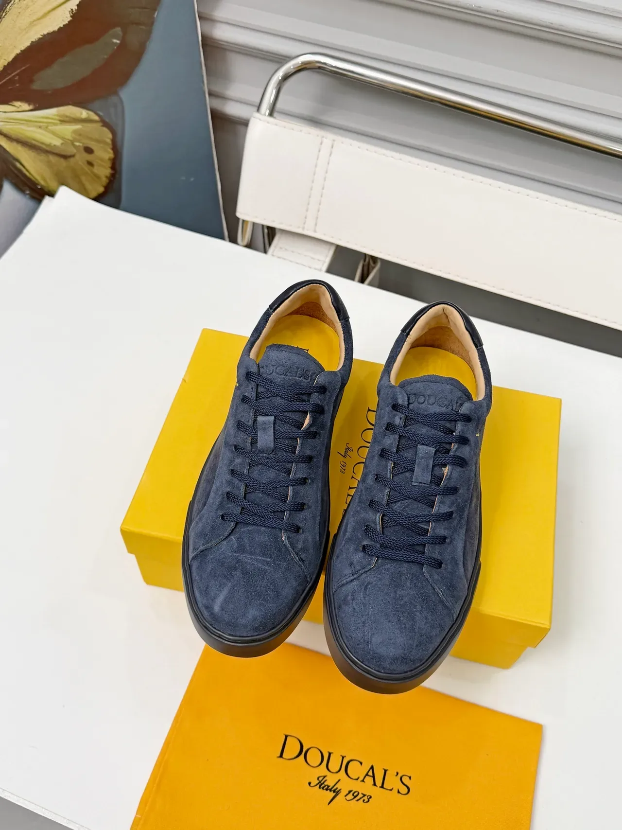 DOUCAI'S Navy Suede Low-Top Lifestyle Sneakers 5
