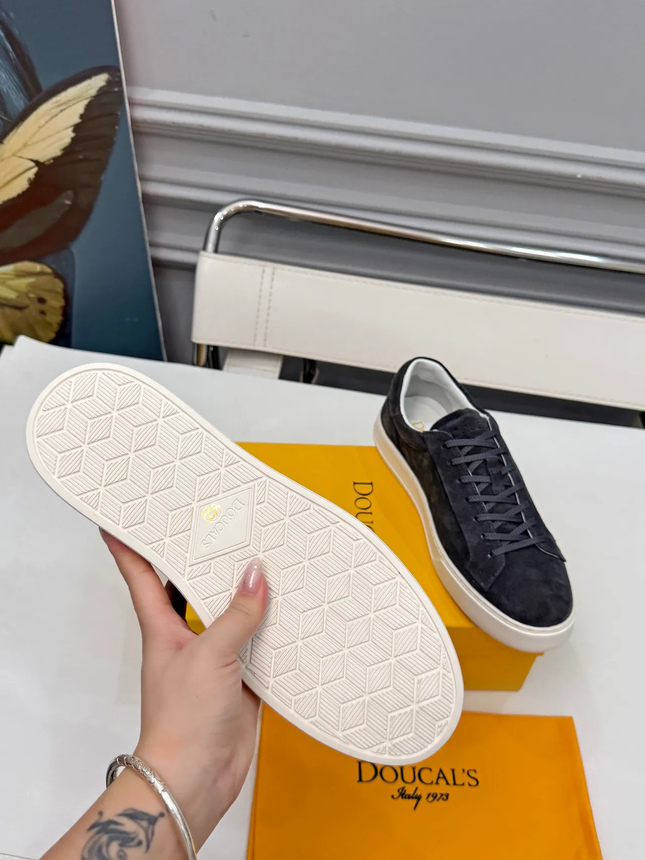 Doucal's Suede Low-Top White Sole Lifestyle Sneakers 2
