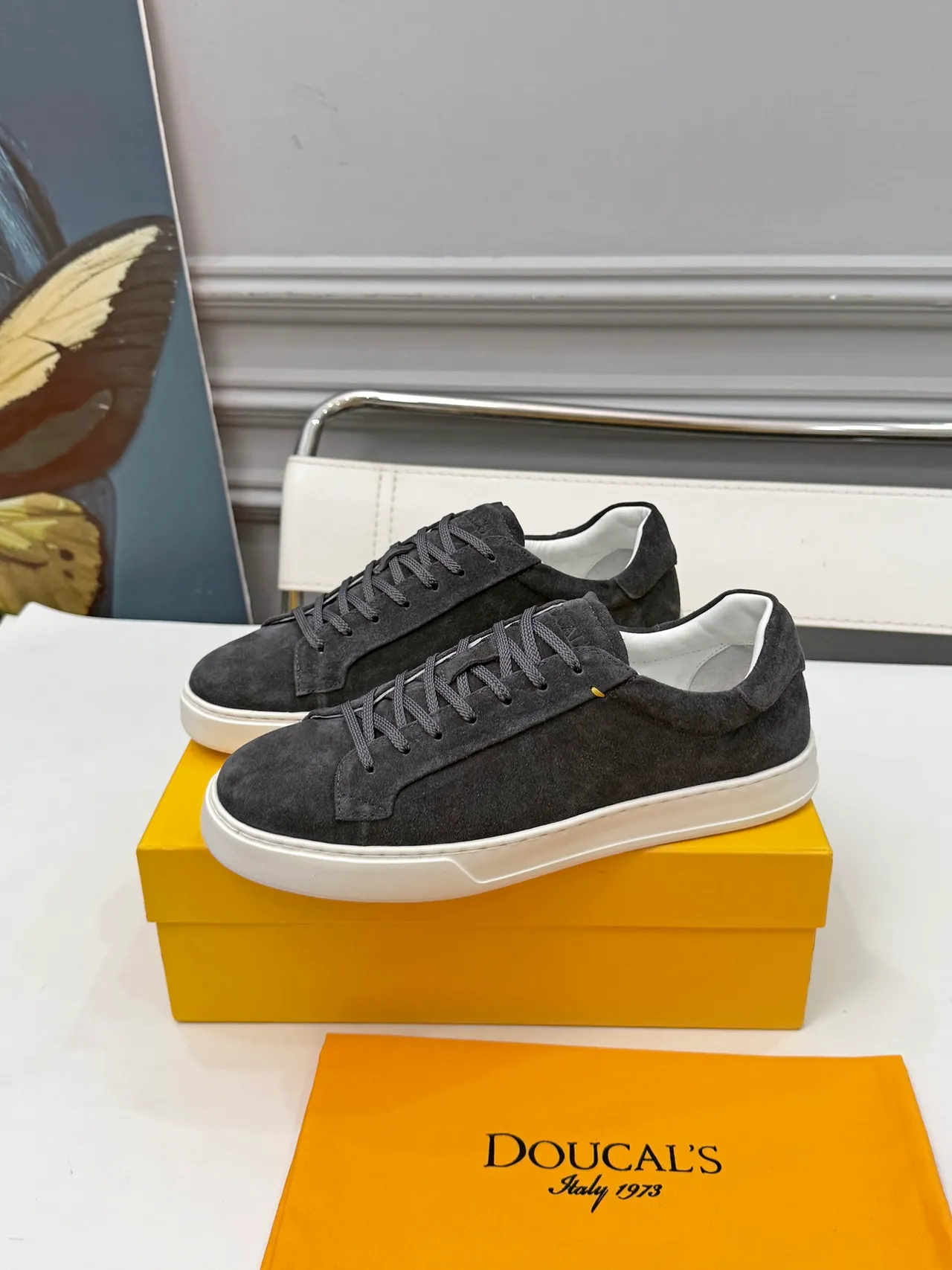 Doucal's Suede Low-Top White Sole Lifestyle Sneakers 4