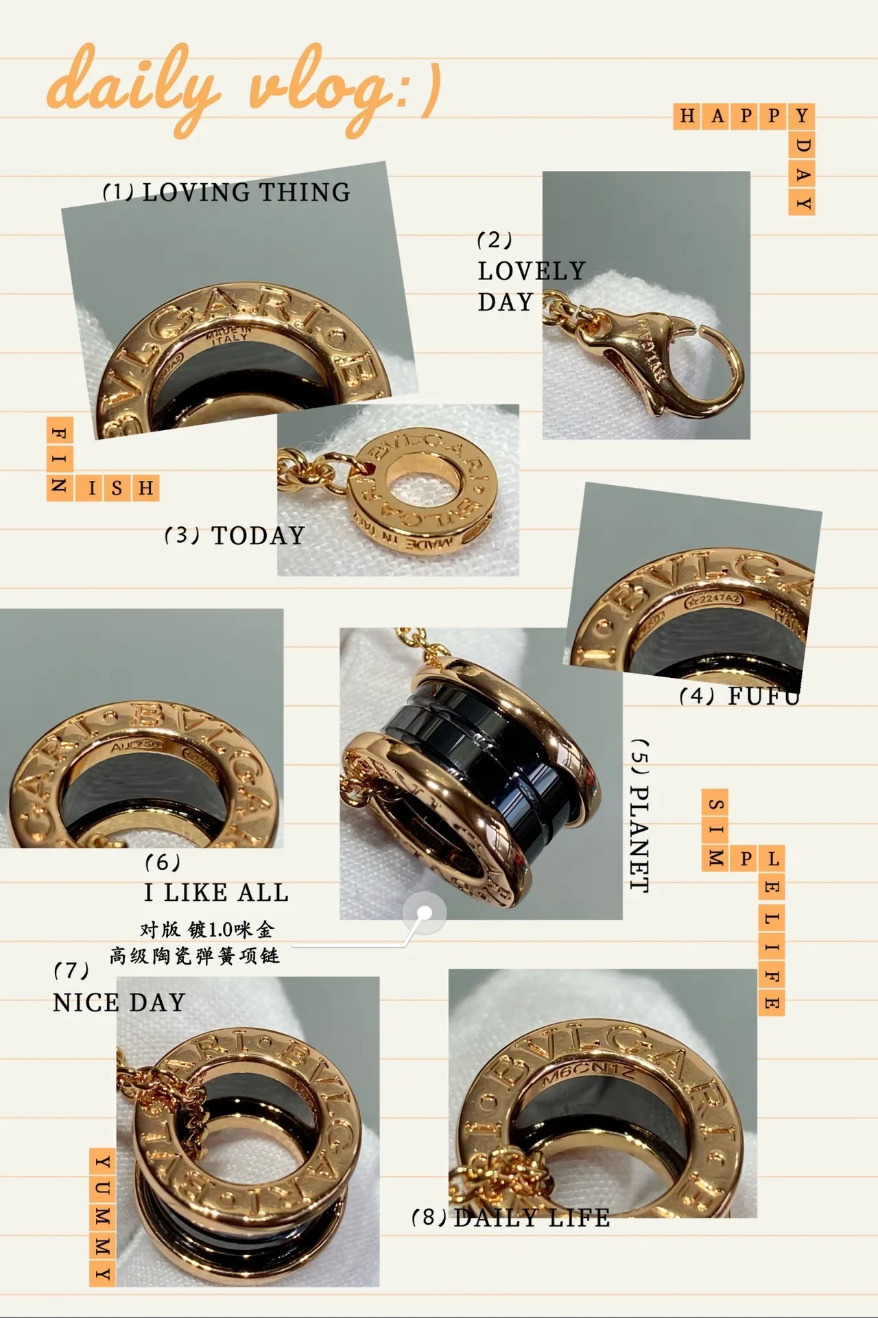 Dual-Tone Ceramic Cylinder Pendant Necklace 7