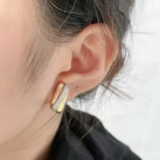 Dual-Tone Pavé Hinged Hoop Earring