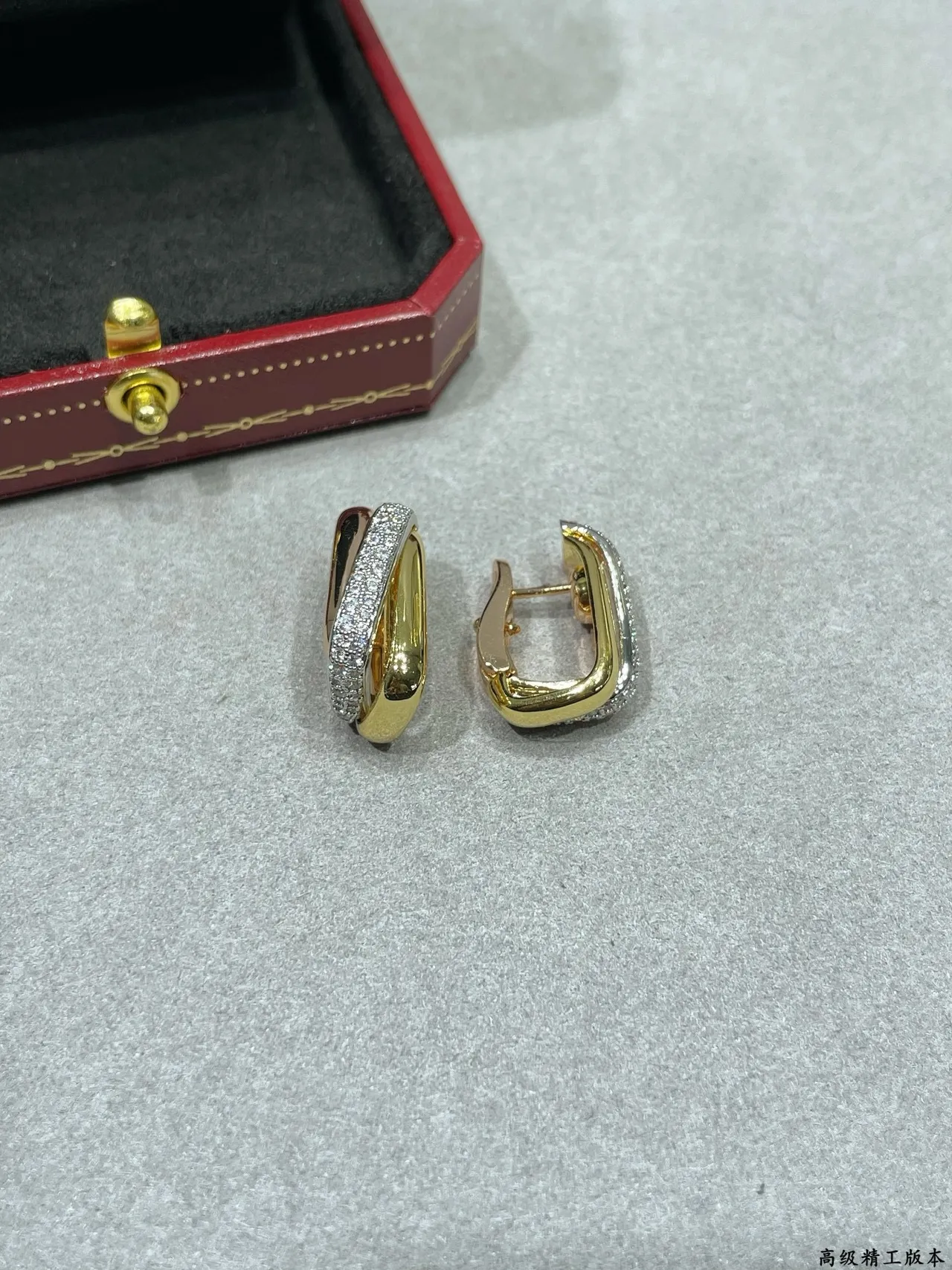 Dual-Tone Pavé Hinged Hoop Earring 3
