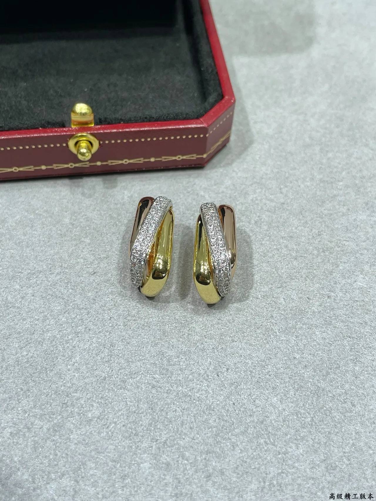 Dual-Tone Pavé Hinged Hoop Earring 4