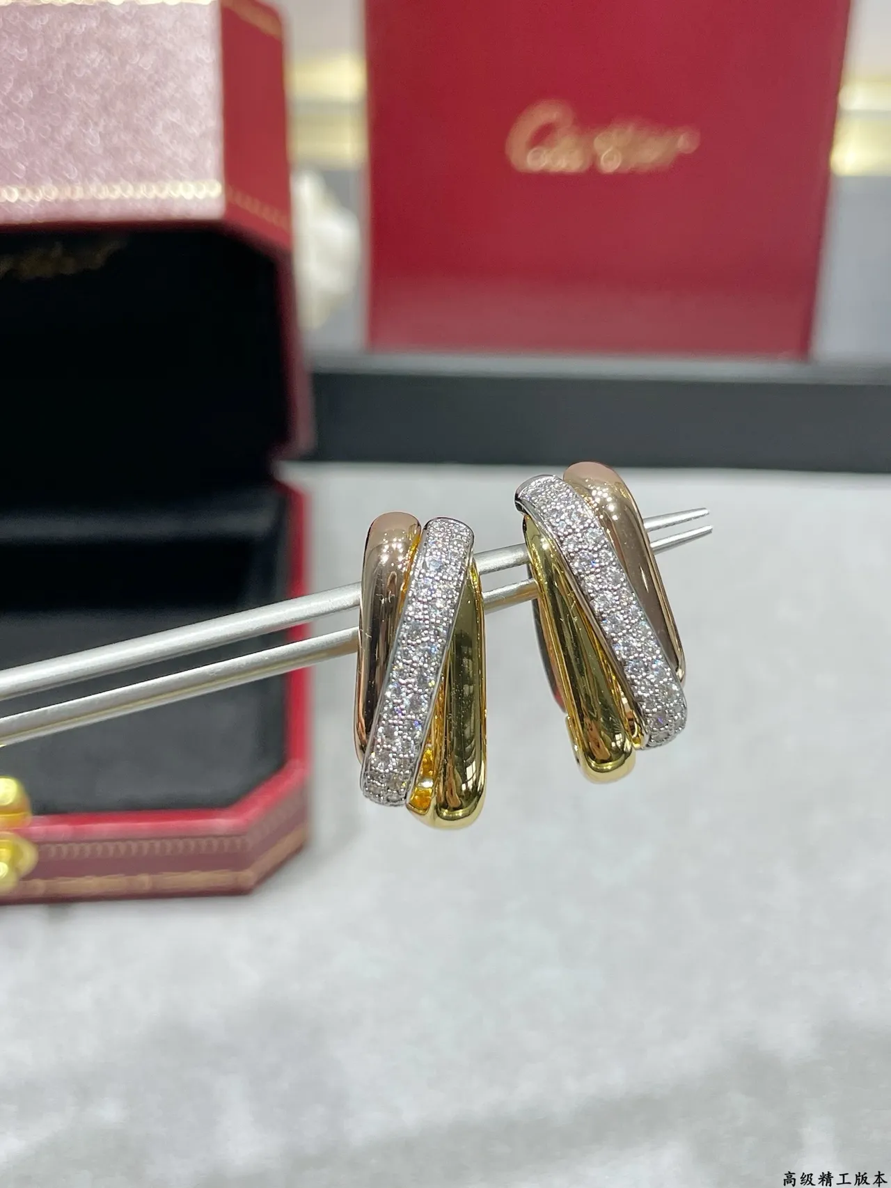 Dual-Tone Pavé Hinged Hoop Earring 7