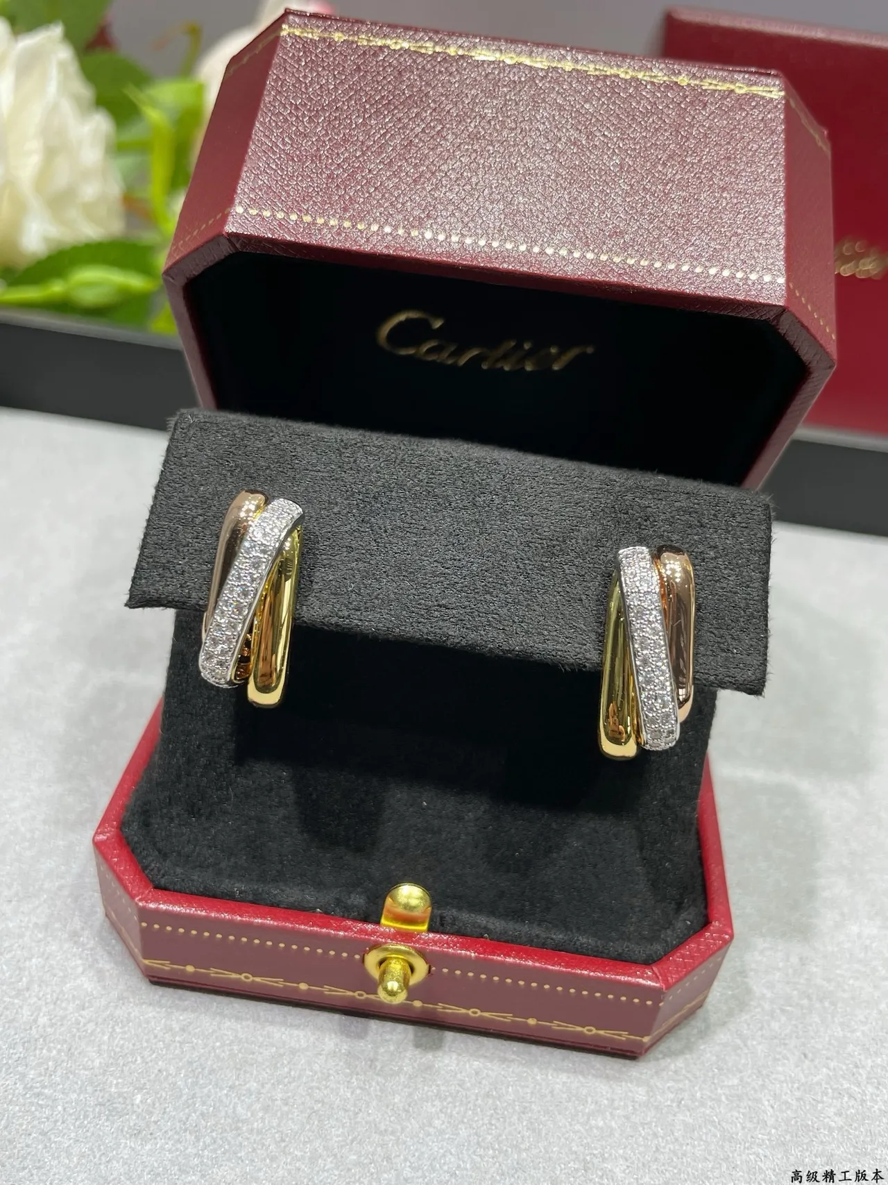 Dual-Tone Pavé Hinged Hoop Earring 9