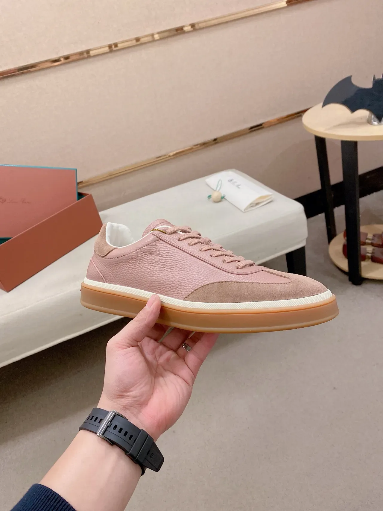 Dusty Pink and Taupe Two-Tone Suede Lifestyle Sneaker 5
