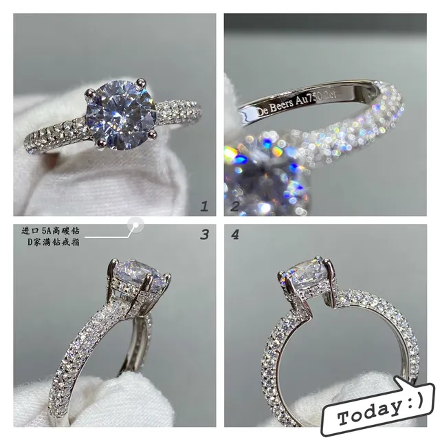 E BEE JEWELLERY Solitaire Pavé-Set Ring 6