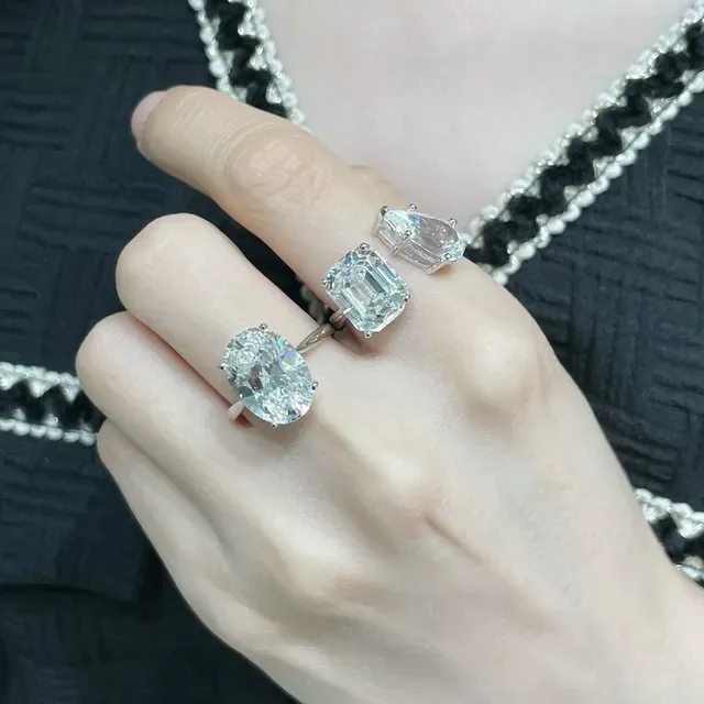 Emerald-Cut and Pear-Cut Prong-Set Gemstone Rings 8