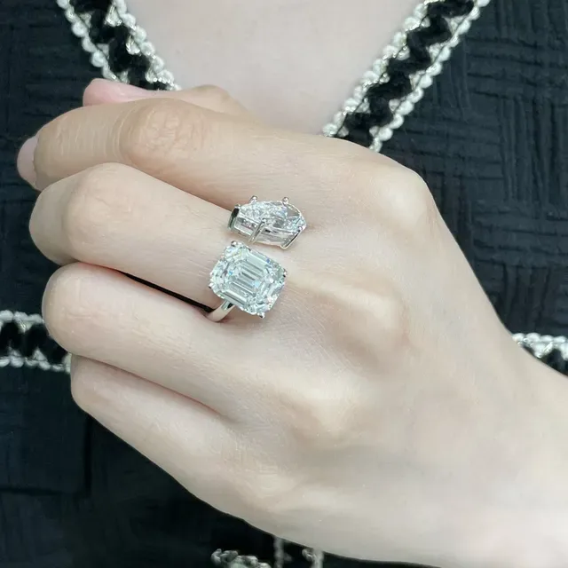 Emerald-Cut and Pear-Cut Prong-Set Gemstone Rings 9