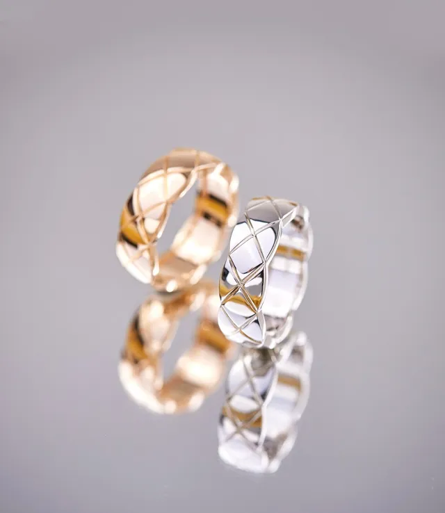 Faceted Quilted Geometric Band Ring 7