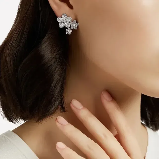 Floral Cluster Pavé Crystal Stud Earrings 2