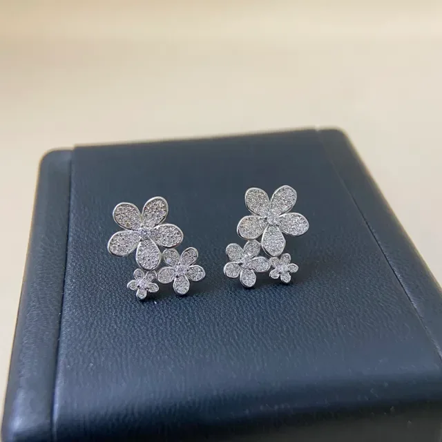 Floral Cluster Pavé Crystal Stud Earrings 3