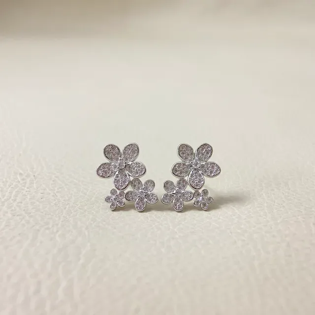 Floral Cluster Pavé Crystal Stud Earrings 4