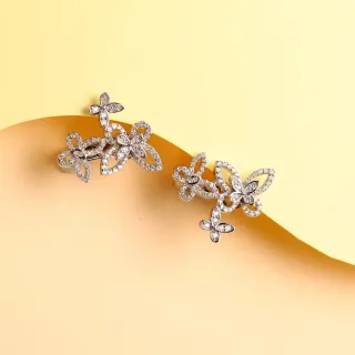 Floral Pavé Crystal Butterfly Cluster Stud Earrings