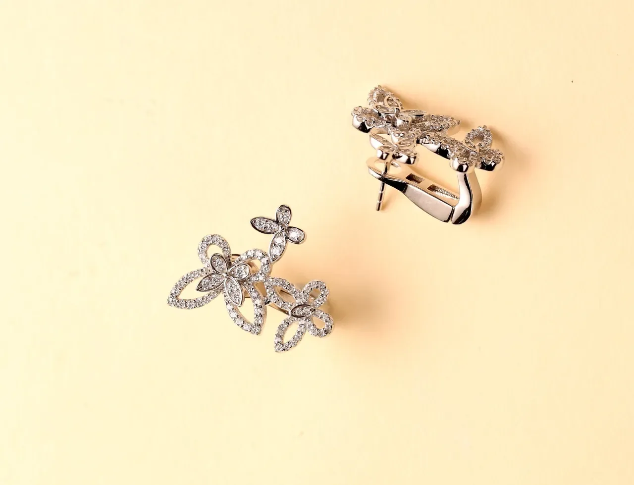 Floral Pavé Crystal Butterfly Cluster Stud Earrings 5