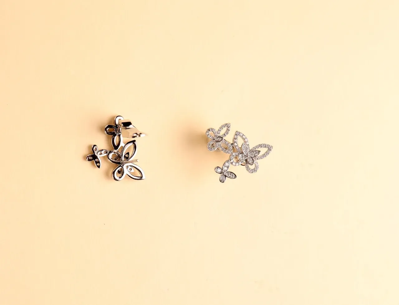 Floral Pavé Crystal Butterfly Cluster Stud Earrings 6