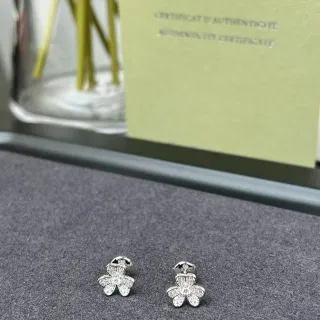 Flower-Shaped Pavé Stud Earrings