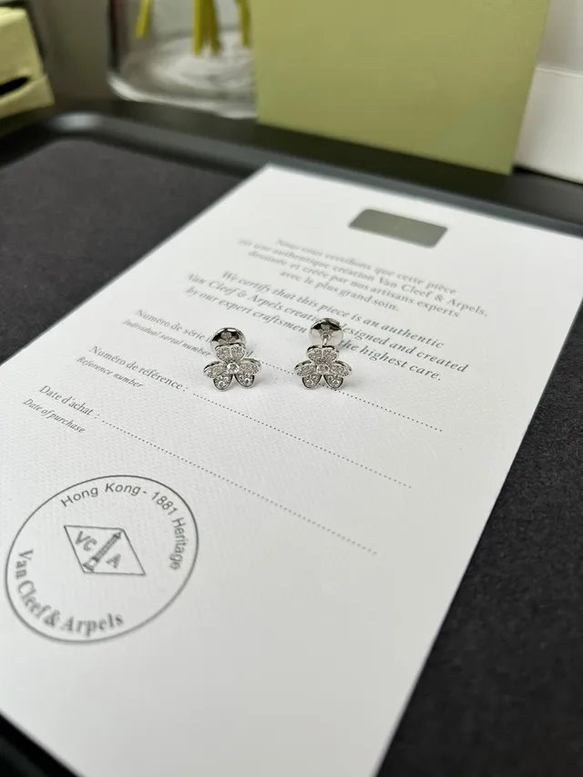 Flower-Shaped Pavé Stud Earrings 4