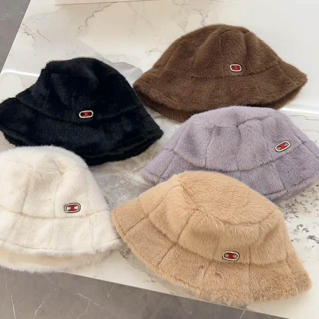 Fluffy Faux Fur Quilted Bucket Hat 2