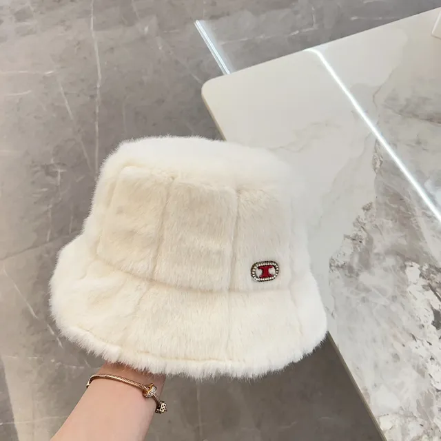 Fluffy Faux Fur Quilted Bucket Hat 8