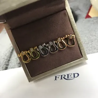 FRED Pulsera de Oro y Plata con Enlaces en U y Piedras Pavé