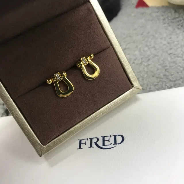 FRED Gold Silver U-Shaped Links Pavé-Set Stones Bracelet 3