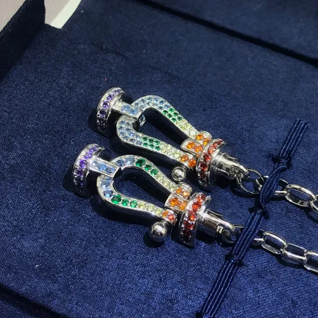 Fred Rainbow Pavé Shackle Clasp Silver Chain Bracelet 2