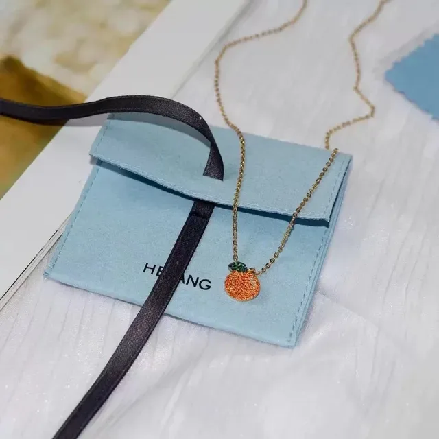 Fruit-Shaped Micro-Pave Orange-Red Gradient Pendant Necklace 4