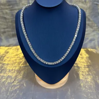 Fully Paved Square-Cut Stone Rigid Collar Necklace