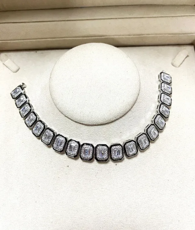 Geometric Channel-Set Multi-Stone Choker Necklace 5