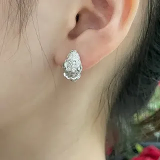 Geometric Teardrop Pavé-Set Stud Earring