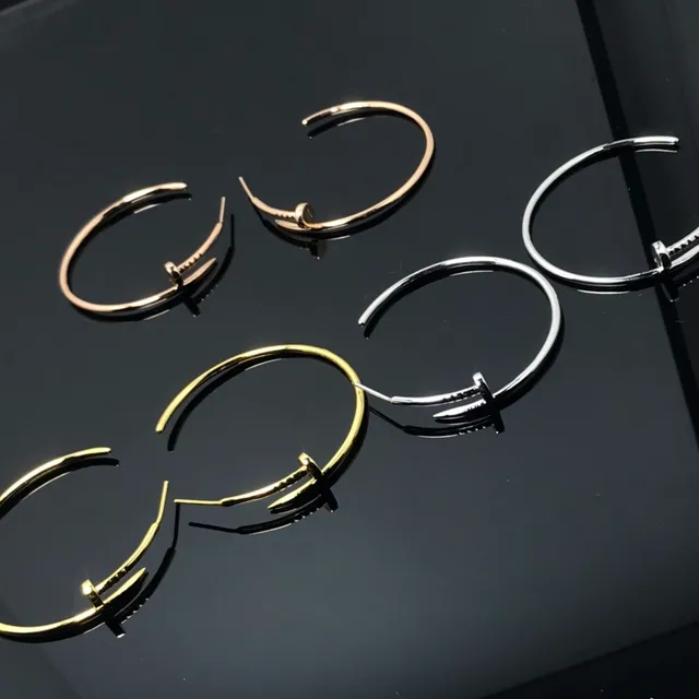 Gold and Silver Nailhead Closure Hoop Earrings 2
