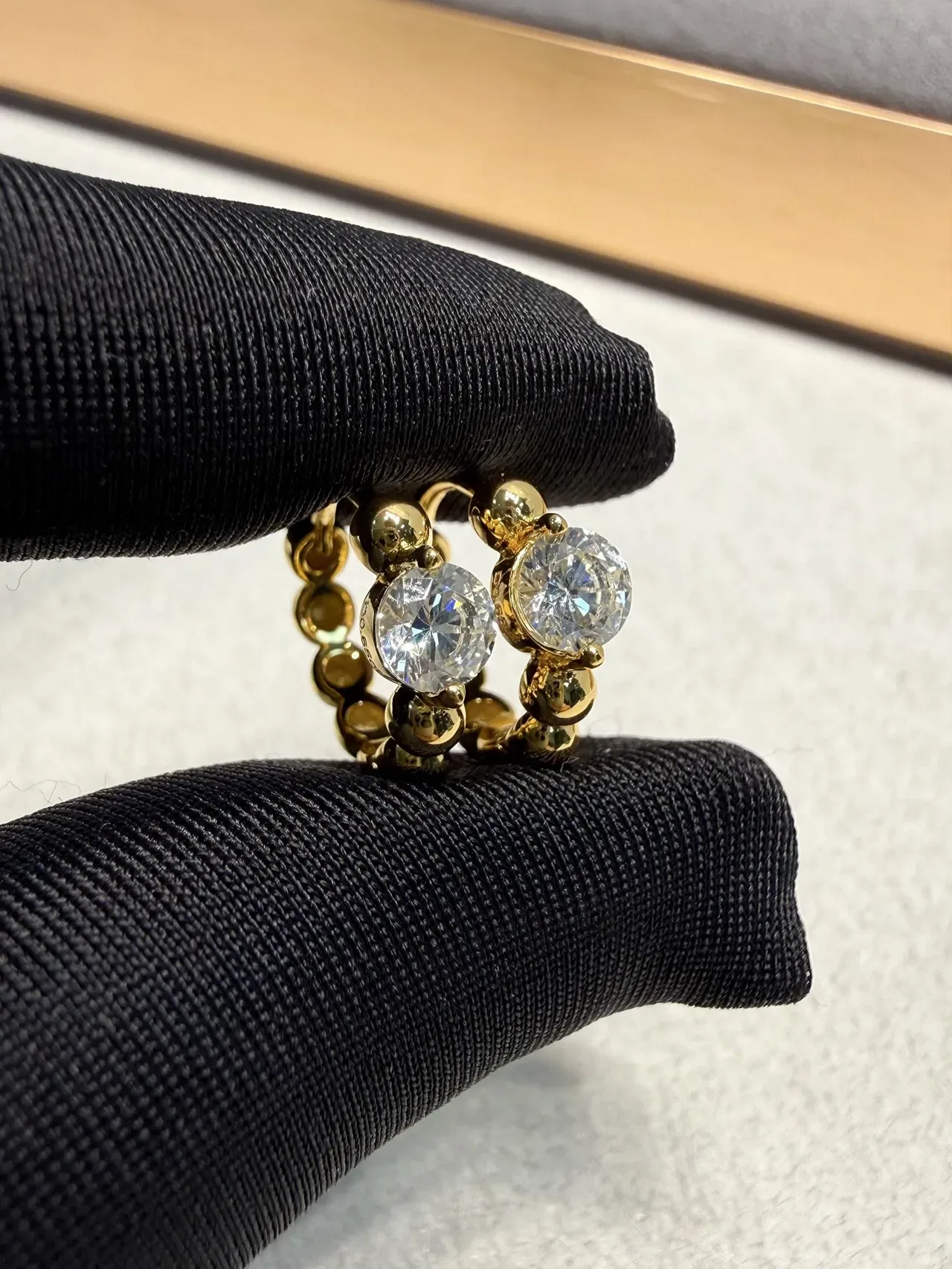 Gold and Silver Tone Beaded Band Faceted Stone Rings 8