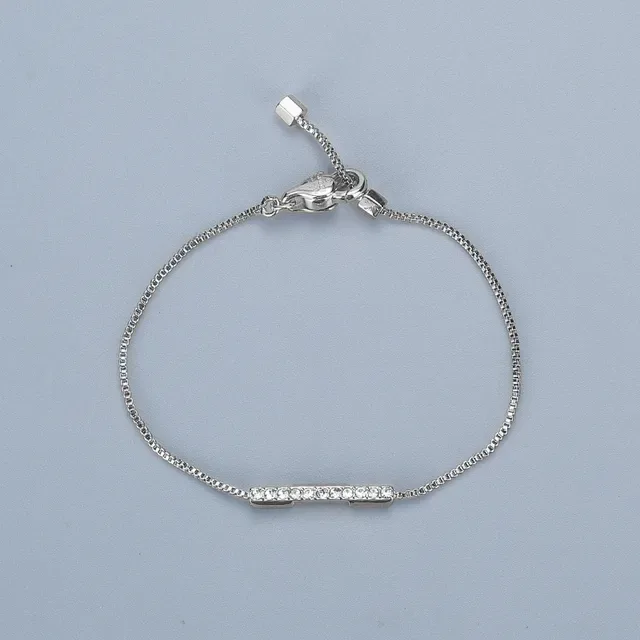 Gold and Silver Tone Pave Crystal Bar Pendant Necklaces 3