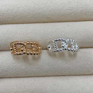 Gold and Silver Twisted Rope Beaded Open-Link Rings