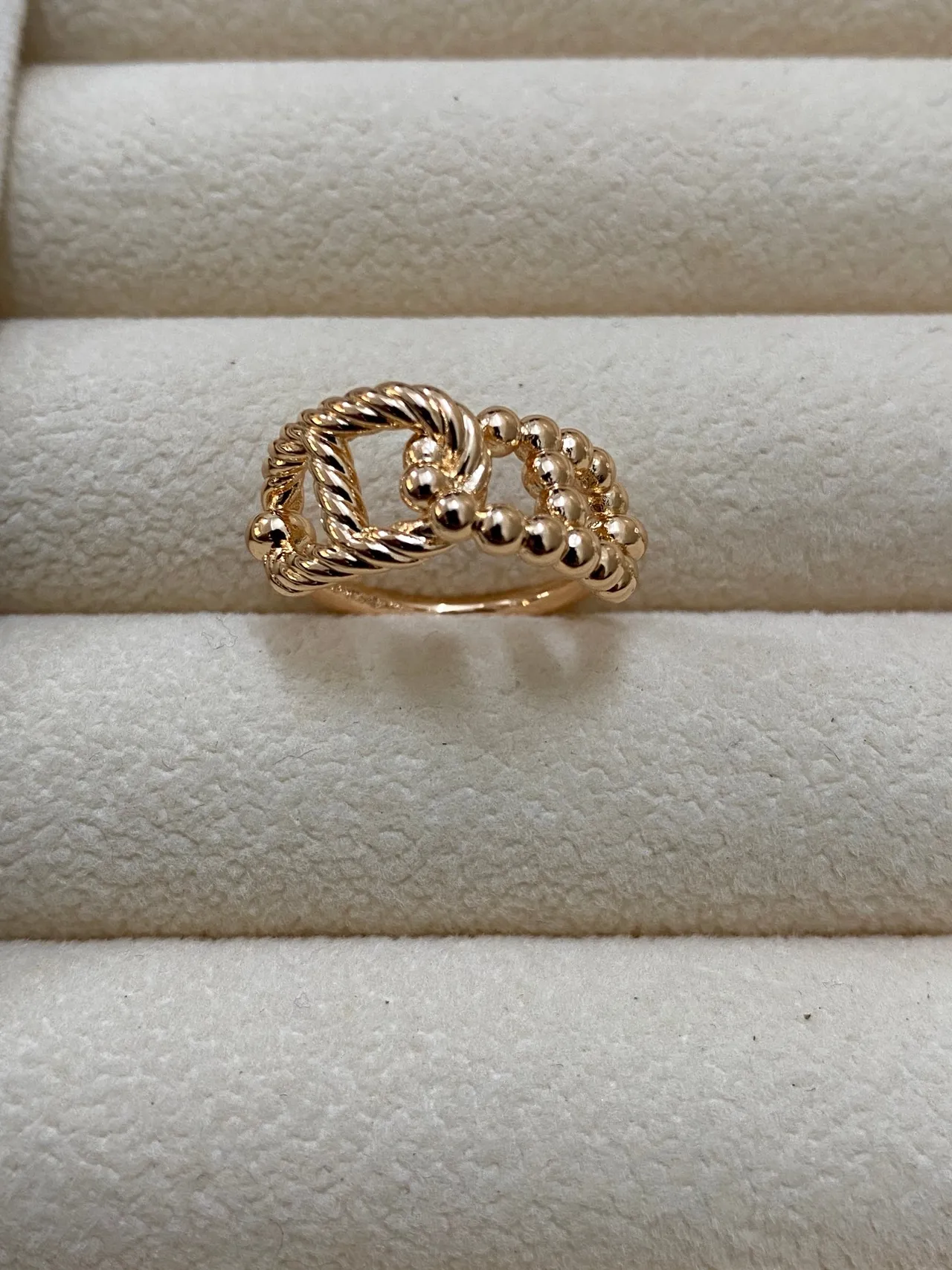 Gold and Silver Twisted Rope Beaded Open-Link Rings 2