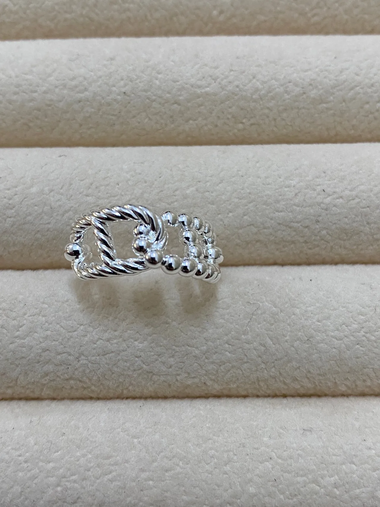 Gold and Silver Twisted Rope Beaded Open-Link Rings 3