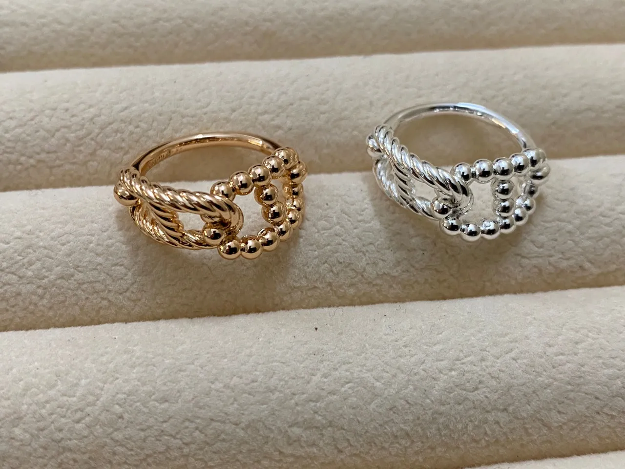 Gold and Silver Twisted Rope Beaded Open-Link Rings 4